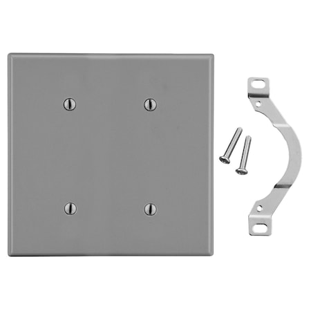 Hubbell Wiring Device-Kellems WALLPLATE PC 2-G, 2 STRP MT BLANK GY P24GY